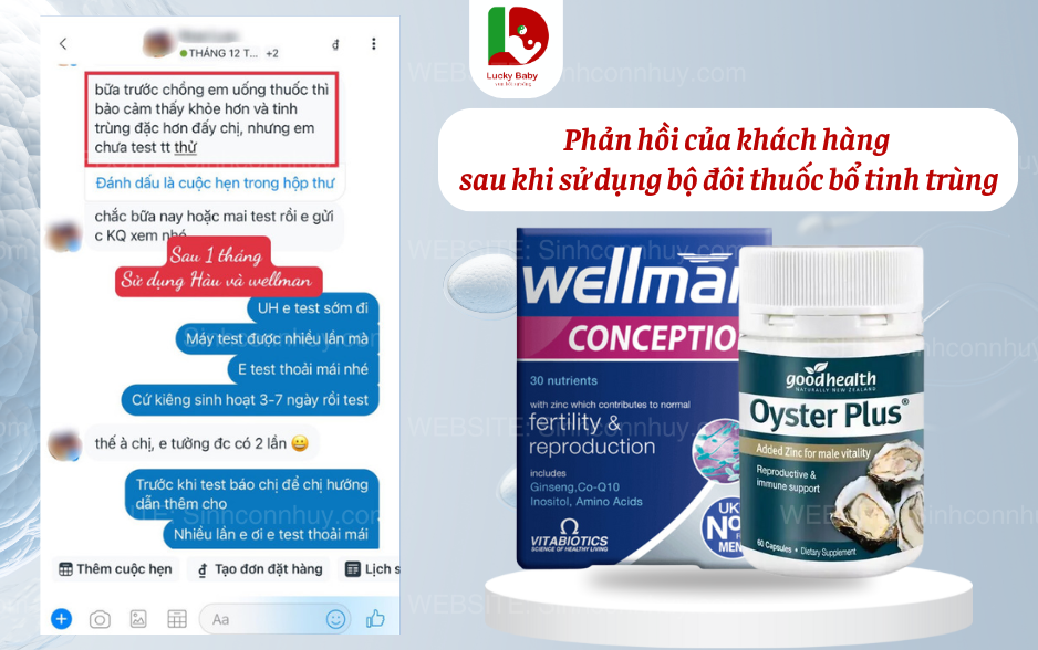 Phản hồi của khách hàng sau khi sử dụng thuốc bổ tinh trùng Wellman và Oyster Plus