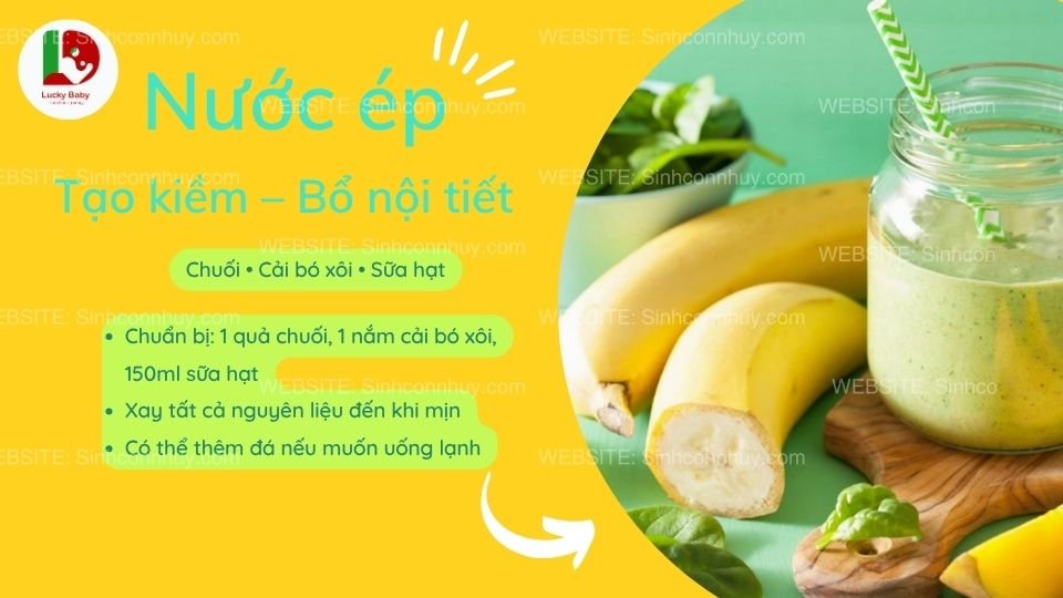 Ảnh minh họa: Nước ép chuối – rau xanh tạo kiềm