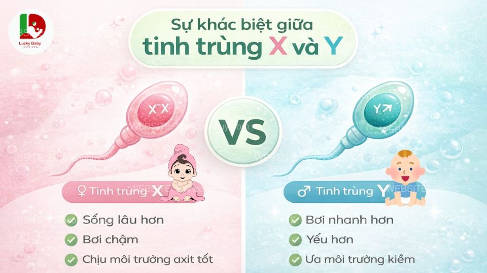 Ảnh minh họa: Sự khác biệt giữa tinh trùng X và tinh trùng Y