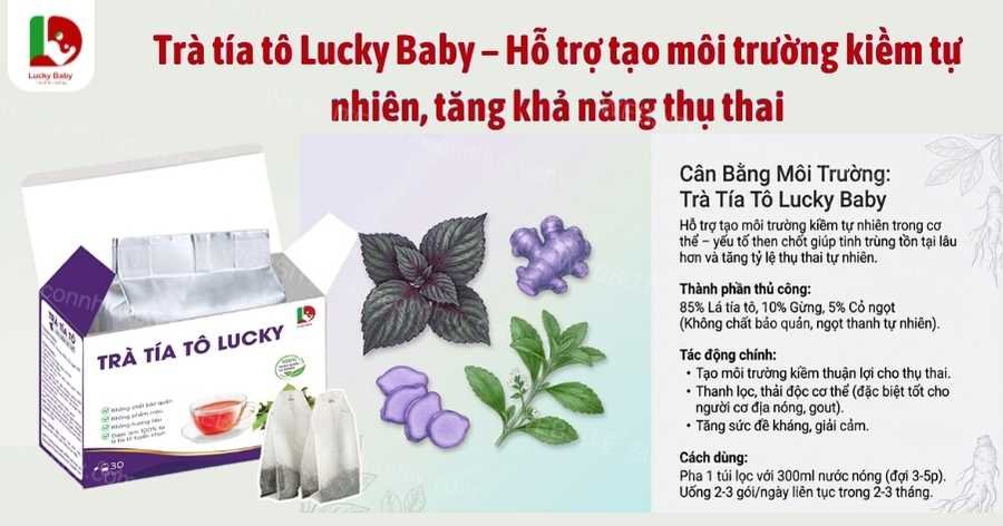 Trà tía tô Lucky Baby – Hỗ trợ tạo môi trường kiềm tự nhiên, tăng khả năng thụ thai