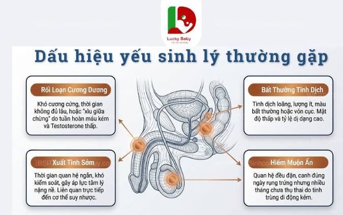 Dấu hiệu yếu sinh lý thường gặp